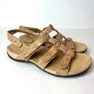 Vionic Amber Tan Cork Adjustable Orthopedic Comfort Sandals Size 10